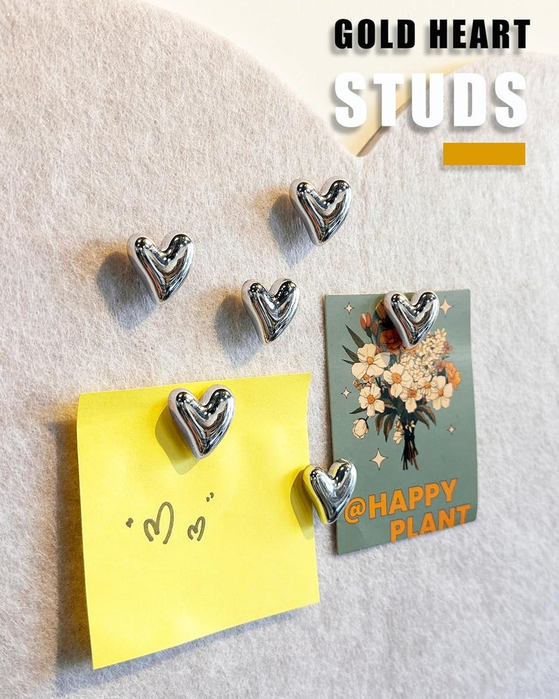 KEYDUACU 30 pcs - Heart Decorative Pins, Gold Cute Pins for Bulletin Board, Office or Home (30Pcs - Silver) - Image 2